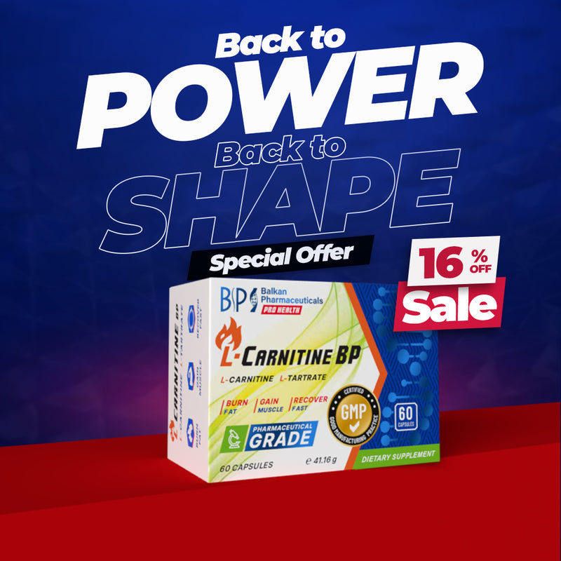 L-Carnitine BP 500mg, 60 Capsule – Arzător de Grăsimi și Energie pentru fiecare (L-Tartrat)