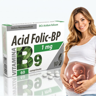 Acid Folic 1mg, Supliment Vitamina B9, 60 Comp.