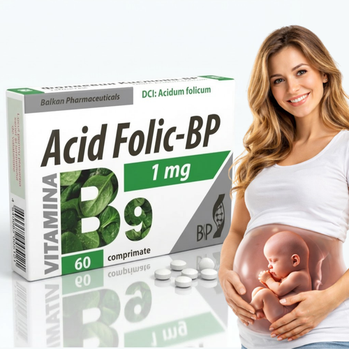 Acid Folic 1mg, Supliment Vitamina B9, 60 Comp.
