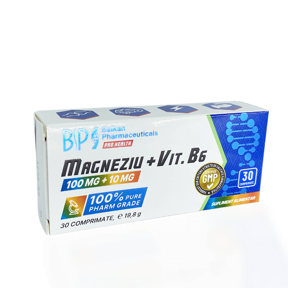 Magneziu și Vitamina B6, 100mg|10mg, 30 comp.