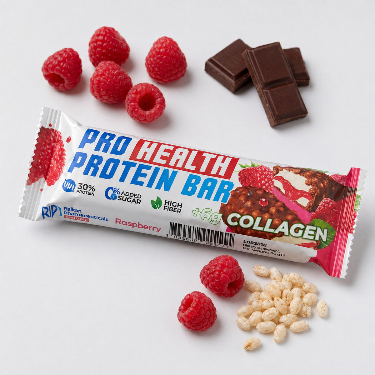 Baton Proteic Raspberry + Collagen, 50g