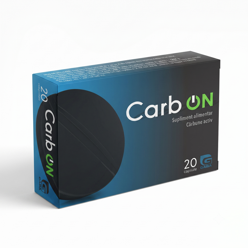 CarbON - Cărbune Activ 250 mg, 20 comprimate - anti balonare și disconfort digestiv