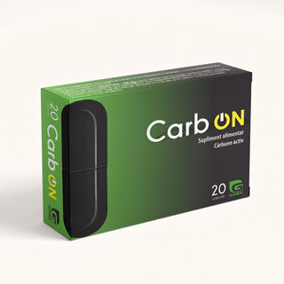 CarbON - Cărbune Activ 200 mg, 20 comprimate - anti balonare și disconfort digestiv