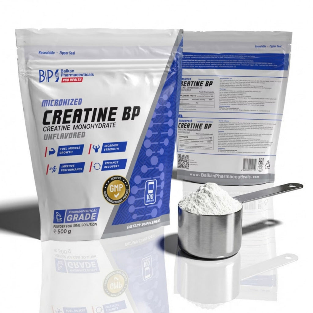 Creatine BP (creatină monohidrată), 500g, 100 de porții, pulbere