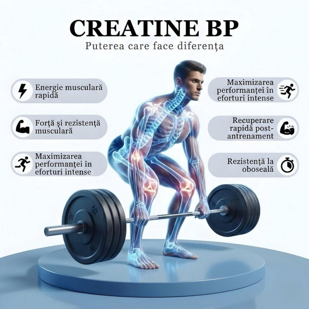 Creatine BP (creatină monohidrată), 500g, 100 de porții, pulbere