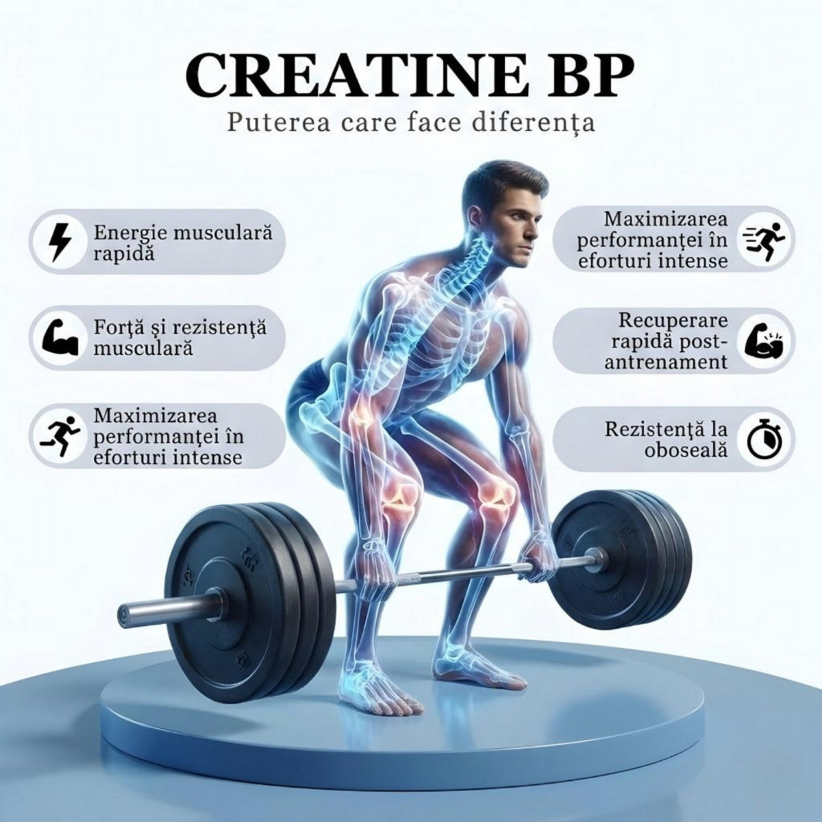 Creatine BP (creatină monohidrată), 500g, 100 de porții, pulbere