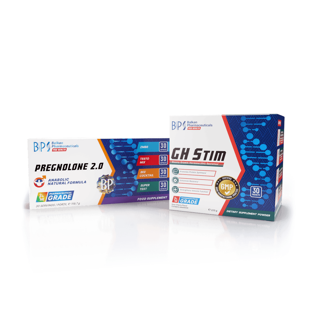 SET BioMass Boost - Testosteron • Hormon de Creștere • Recuperare & Masă Musculară Uscată - set pentru 1 lună