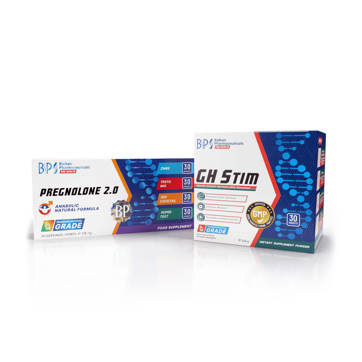 SET BioMass Boost - Testosteron • Hormon de Creștere • Recuperare & Masă Musculară Uscată - set pentru 1 lună