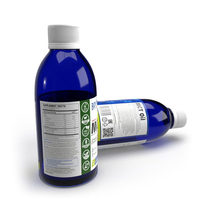 MCT Oil, Sursă de Energie Rapidă și Suport Metabolic, 500 ml.