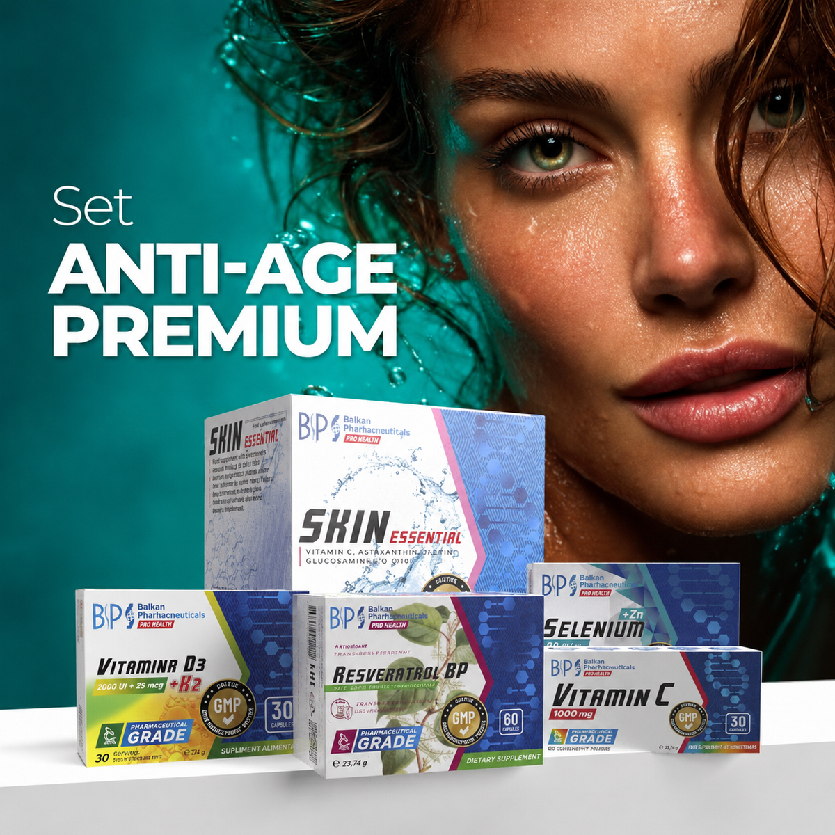 SET Anti-Age Premium - Colagen tip I&III & Astaxantină • Piele Fermă, Luminoasă și Protecție Antioxidantă din Interior - set pentru 1 lună