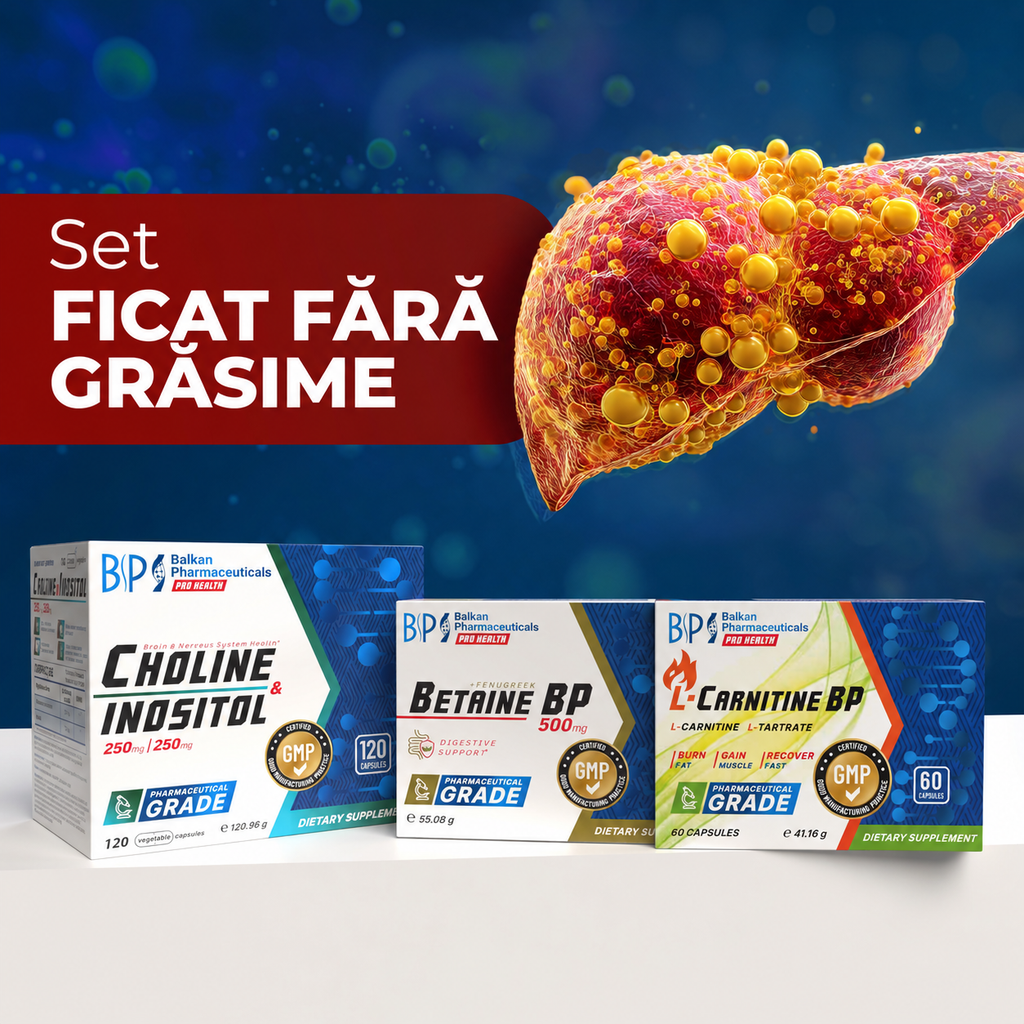SET Ficat Fără Grăsime • Susține Funcția Hepatică • Metabolism Lipidic & Echilibru Metabolic Set pentru 2 luni