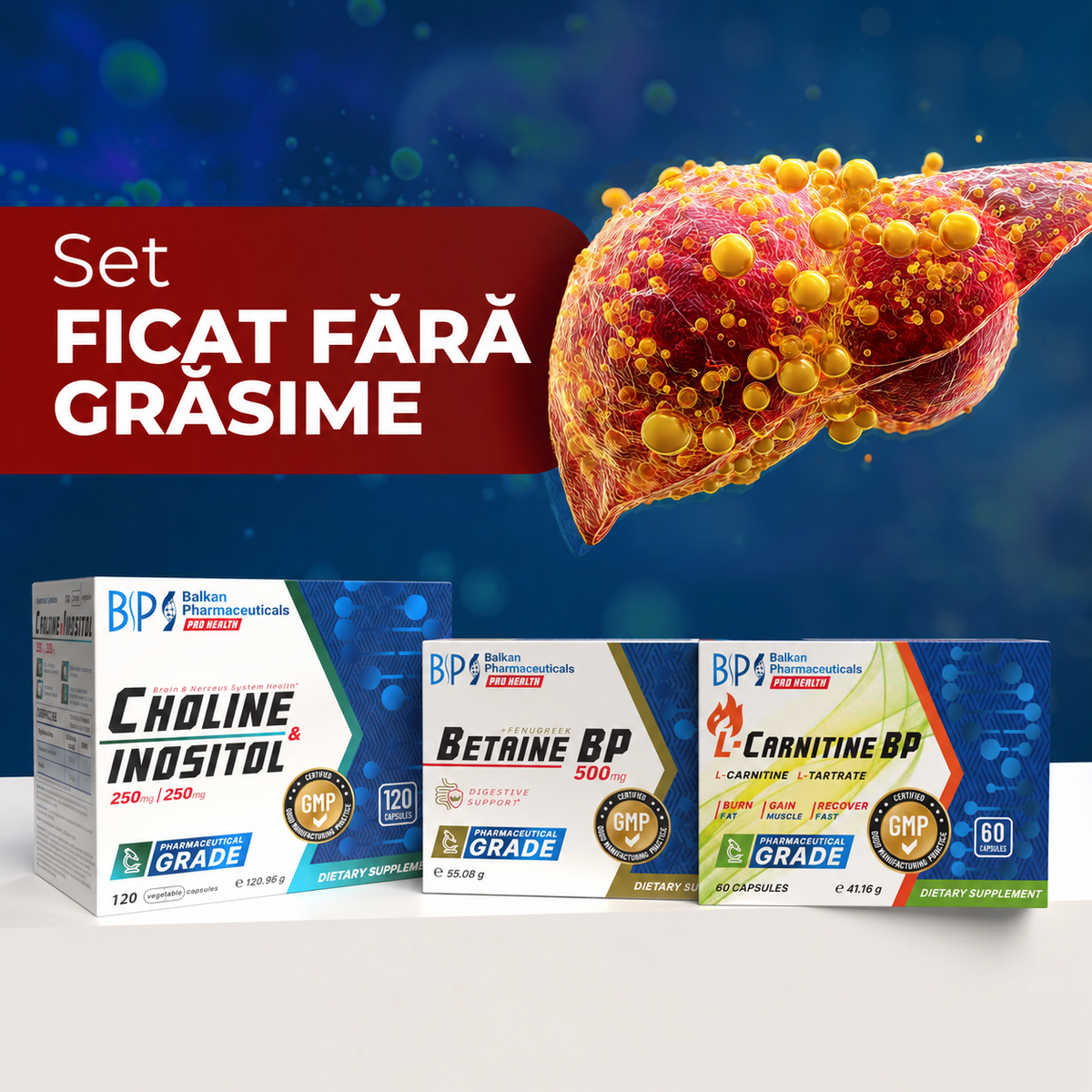 SET Ficat Fără Grăsime • Susține Funcția Hepatică • Metabolism Lipidic & Echilibru Metabolic Set pentru 2 luni