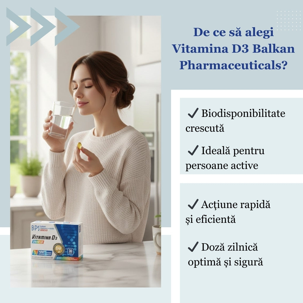 Vitamina D3, 2500UI, 30 caps.