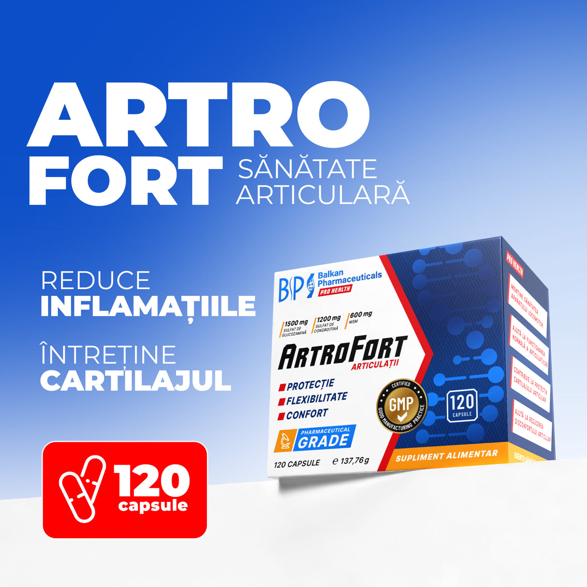 ArtroFort, Supliment pentru reducerea durerilor de articulații, 120 Caps