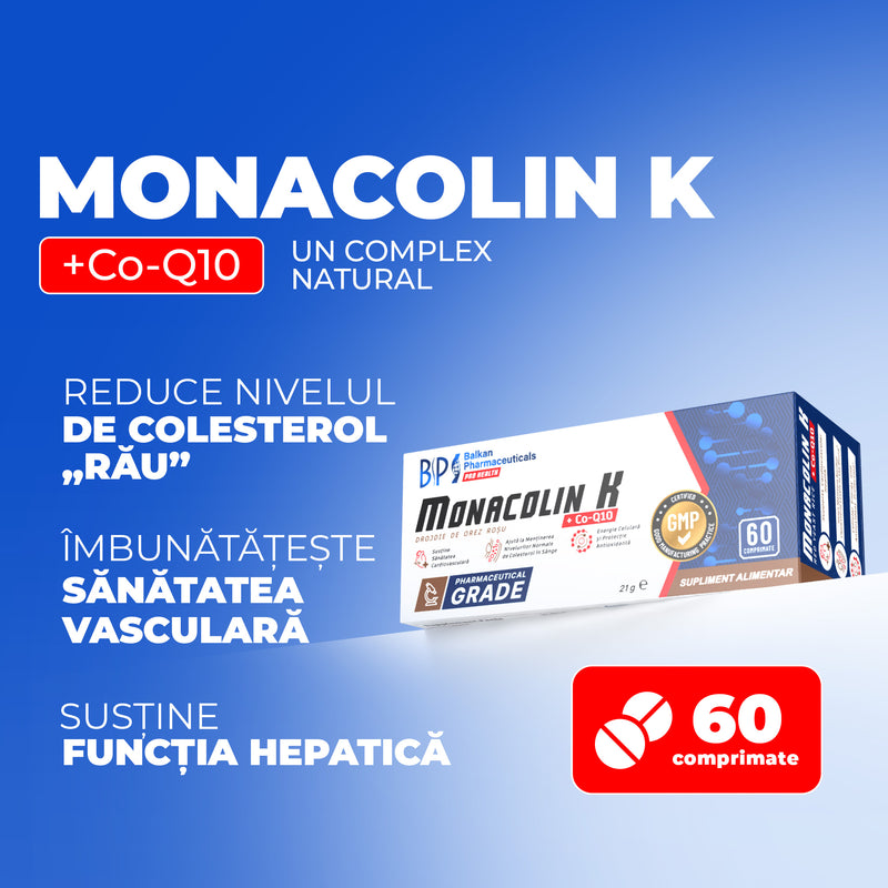 Drojdie de Orez Roșu - Monakolin K – Reduce Colesterolul Natural, 60 Comp