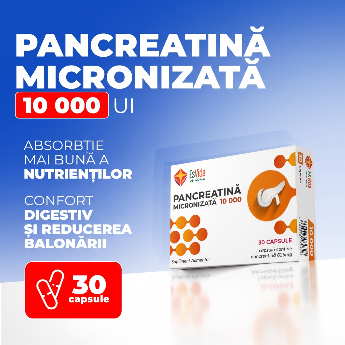 Pancreatină Micronizată, 30 capsule