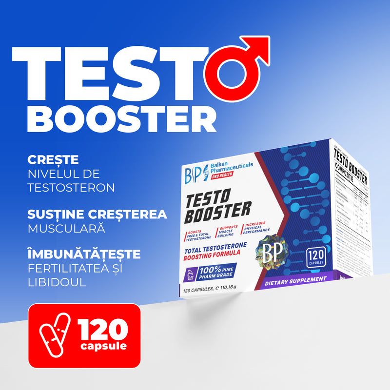 Testo Booster BP, 120 Capsule – Complex Creștere Testosteron și Masă Musculară